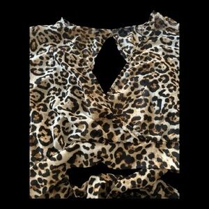 Leopard Print Wrap Top